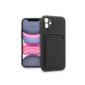 Apple iPhone 11 Husă spate din silicon cu suport pentru carduri - Card Husă - negru