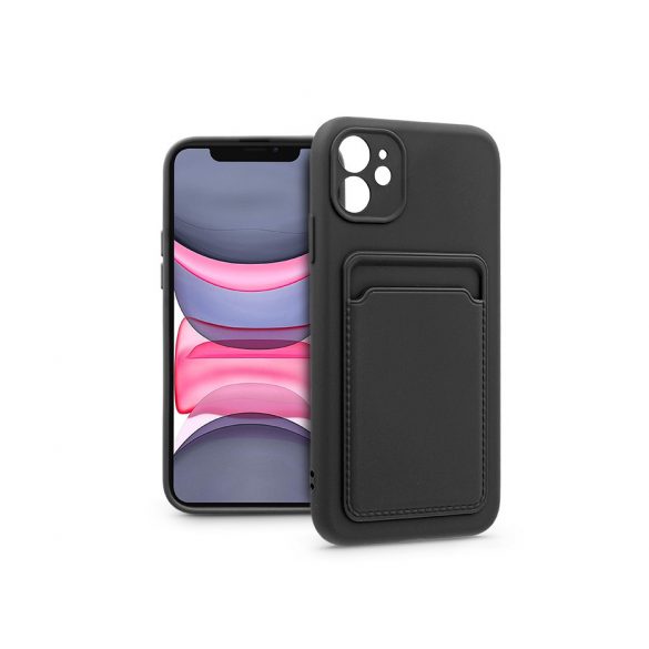 Apple iPhone 11 Husă spate din silicon cu suport pentru carduri - Card Husă - negru