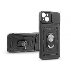 Husa din spate rezistenta la socuri Apple iPhone 14 Plus cu inel si protectie pentru camera - Slide Armor - neagra