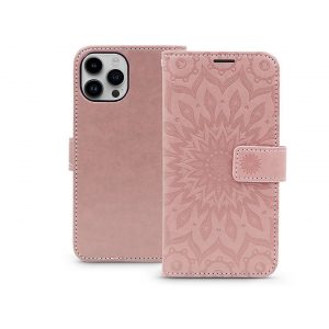 Husa din piele Mezzo Book Flip - Apple iPhone 15 Pro - mandala rose gold