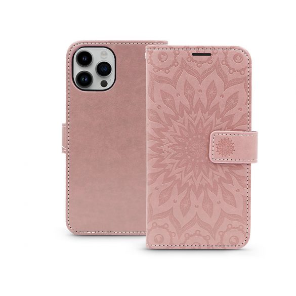 Husa din piele Mezzo Book Flip - Apple iPhone 15 Pro - mandala rose gold