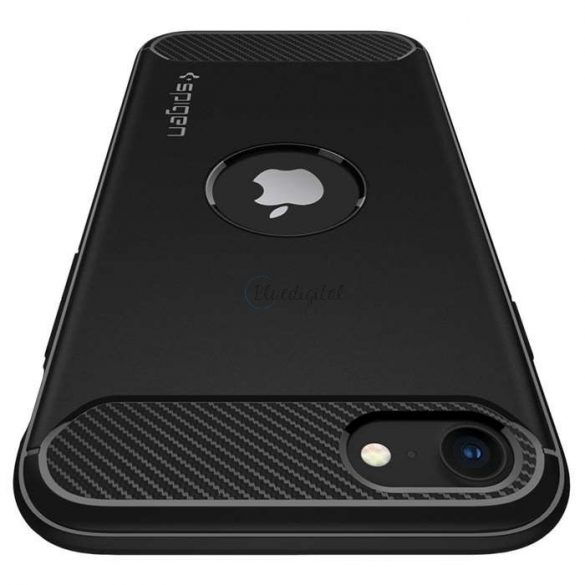 Husa din spate rezistenta la socuri Apple iPhone SE 2020/SE 2022 - Spigen Rugged Armor - neagra