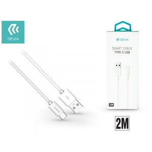 Devia USB - Cablu de date și încărcare USB Type-C cu cablu de 2 m - Devia Smart USB Type-C 2.0 Cable - alb