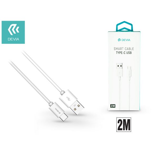 Devia USB - Cablu de date și încărcare USB Type-C cu cablu de 2 m - Devia Smart USB Type-C 2.0 Cable - alb