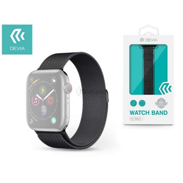 Curea metalică Apple Watch - Devia Elegant Series Milanese Loop - 42/44/45/49 mm - negru