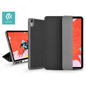 Husă pentru tabletă Apple iPad 10.2 (2019/2020/2021) (Smart Case) cu funcție de pornire/oprire, suport pentru creion Apple, încărcător magnetic - Husă din piele Devia cu fantă pentru creion - neagră