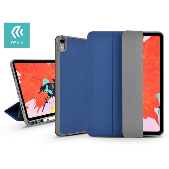 Husă pentru tabletă Apple iPad 10.2 (2019/2020/2021) (Smart Case) cu funcție de pornire/oprire, suport Apple Pencil, încărcător magnetic - Husă Devia din piele cu fantă pentru creion - albastru închis