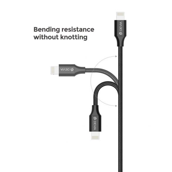 Devia USB - Cablu de încărcare și date Lightning cu cablu de 1 m - Cablu Devia Gracious Lightning - 5V/2.4A - negru