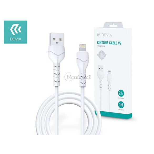 Devia USB - Lightning cablu de date și încărcare cu cablu de 1 m - Devia Kintone Cable V2 Series pentru Lightning - 5V/2.1A - alb