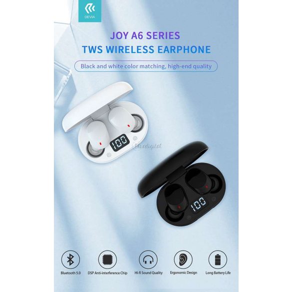 Devia TWS Bluetooth Stereo Headset v5.0 + Charging Husă - Devia Joy A6 Series True Wireless Earphones with Charging Husă - Negru