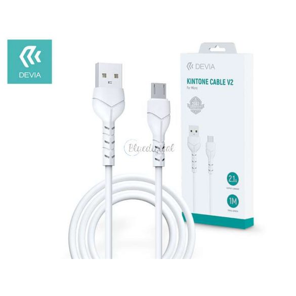 Devia USB - cablu micro USB pentru date și încărcare cu cablu de 1 m - Devia Kintone Cable V2 Series pentru Micro USB - 5V/2.1A - alb