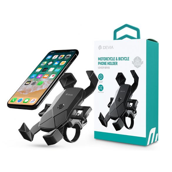 Suport universal pentru telefon pentru biciclete / motociclete Devia pentru dispozitive 4,7-7,0" - Suport telefon pentru motociclete Devia Voyager Series - negru