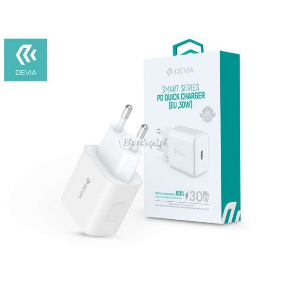 Adaptor pentru încărcător Devia cu intrare de tip C - 30W - Încărcător rapid Devia Smart Series PD3.0 - alb