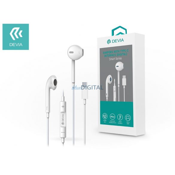 Căști de înregistrare stereo Devia cu conector USB Type-C - Devia Smart Series EarPods cu interfață Type-C (Digital) - alb