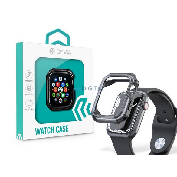 Husă de protecție rezistentă la șocuri Apple Watch - Husă antișoc Devia Sport Series pentru iWatch - 45 mm - negru/transparent