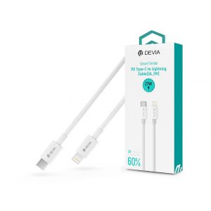 Devia USB Type-C - Cablu de date și încărcare Lightning cu cablu de 2 m - Cablu Devia SmartSeries PD Type-C la Lightning - 27W - alb