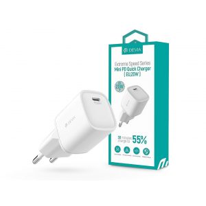 Adaptor pentru încărcător Devia cu intrare de tip C - 20W - Încărcător rapid Mini PD Devia Extreme Speed ​​​​Series - alb