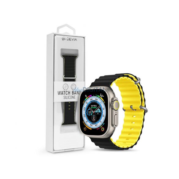 Curea sport din silicon pentru Apple Watch - Seria Deluxe Sport6 ​​Curea de ceas bicolor din silicon - 38/40/41 mm - negru/galben