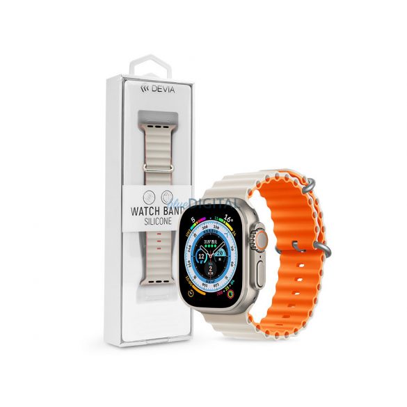 Curea sport din silicon Apple Watch - Seria Deluxe Sport6 ​​Curea de ceas din silicon din două tonuri - 38/40/41 mm - Starlight/portocaliu