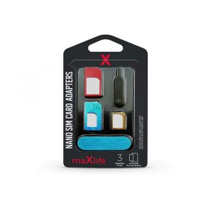 Maxlife Adaptor pentru cartele Nano și Micro SIM (3 în 1) cu instrument de îndepărtare