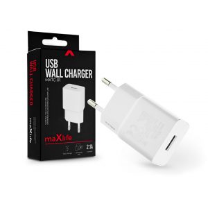 Adaptor pentru încărcător USB Maxlife - Încărcător rapid de perete Maxlife MXTC-01 - 5V/2.1A - alb