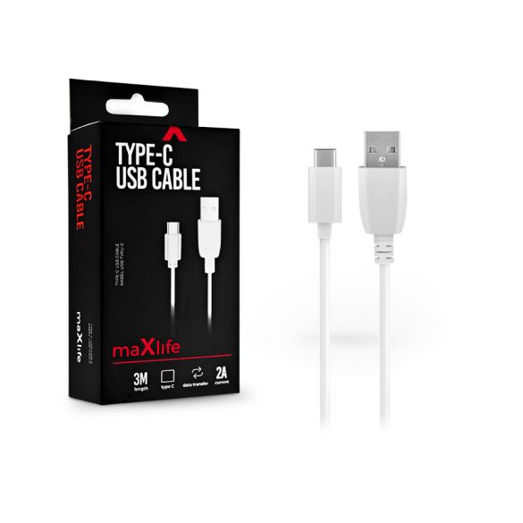 Maxlife USB - Cablu de date și încărcare USB Type-C cu cablu de 3 m - Maxlife USB Type-C Cable - 5V/2A - alb