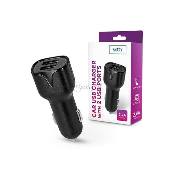 Adaptor pentru încărcător pentru brichetă Setty 2xUSB - Încărcător USB pentru mașină Setty cu 2 porturi USB - 5V/2.4A - negru