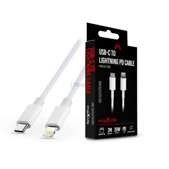 Maxlife USB Type-C - Lightning cablu de date și încărcare cu cablu de 2 m - Maxlife MXUC-05 USB-C to Lightning PD3.0 Cable - 20W - alb