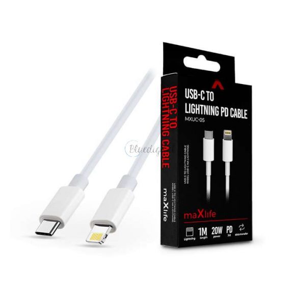 Maxlife USB Type-C - Cablu de date și încărcare Lightning cu cablu de 1 m - Cablu Maxlife MXUC-05 USB-C la Lightning PD3.0 - 20W - alb