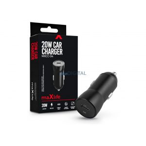 Maxlife încărcător pentru brichetă cu intrare Type-C - 20W - Maxlife MXCC-04 PD3.0 + QC3.0 Încărcător auto - negru