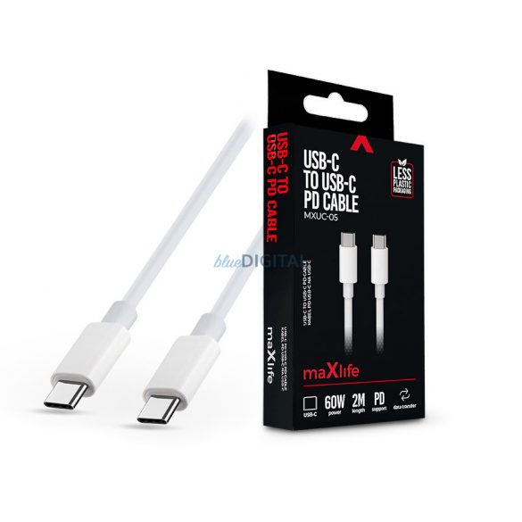 Maxlife Type-C - Cablu de date și încărcare Type-C cu cablu de 2 m - Maxlife MXUC-05 USB-C to USB-C PD Cable - 60W - alb