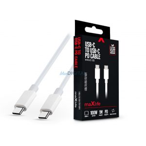 Maxlife Type-C - Cablu de date și de încărcare tip C cu cablu de 1 m - Cablu PD USB-C la USB-C Maxlife MXUC-05 - 100W - alb