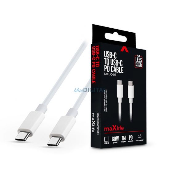 Maxlife Type-C - Cablu de date și încărcare Type-C cu cablu de 1 m - Maxlife MXUC-05 USB-C to USB-C PD Cable - 60W - alb