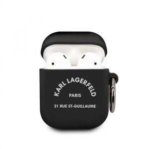 Apple Airpods 1/2 KARL LAGERFELD KLACA2SILRSGBK Liquid Husă silicon - Negru