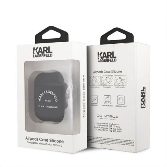 Apple Airpods 1/2 KARL LAGERFELD KLACA2SILRSGBK Liquid Husă silicon - Negru