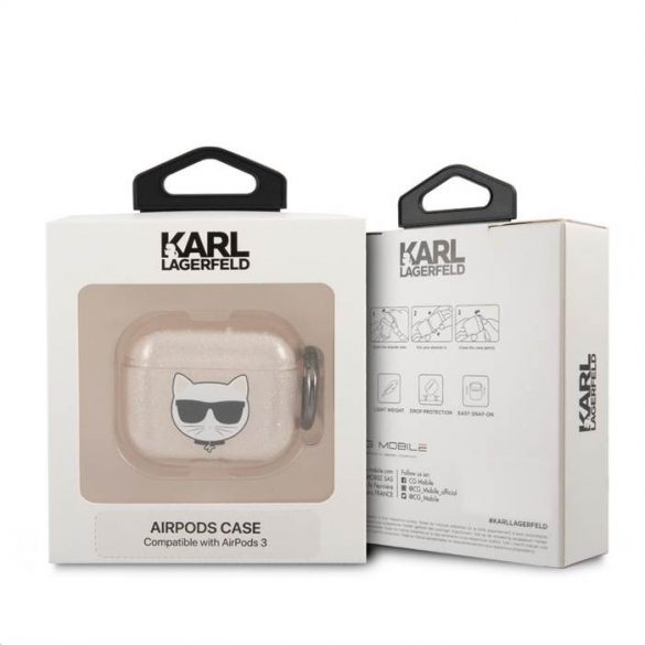 Suport TPU cu sclipici pentru Apple Airpods 3 KARL LAGERFELD KLA3UCHGD - auriu