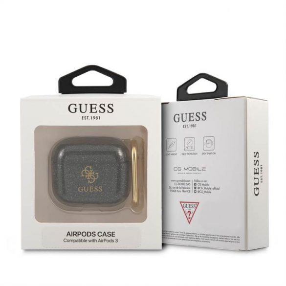 Suport TPU pentru Apple Airpods 3 GUESS GUA3UCG4GK - Negru