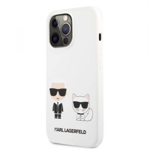 Husă din spate din silicon lichid KARL LAGERFELD KLHCP13LSSKCW pentru iPhone 13 Pro - albă