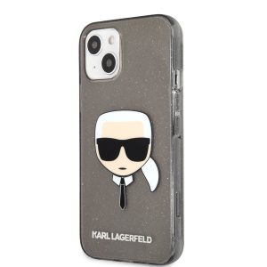 Husa din spate cu sclipici pentru Apple iPhone 13 Mini KARL LAGERFELD KLHCP13SKHTUGLB - negru