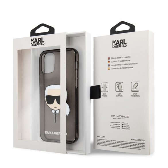 Husa din spate cu sclipici pentru Apple iPhone 13 Mini KARL LAGERFELD KLHCP13SKHTUGLB - negru