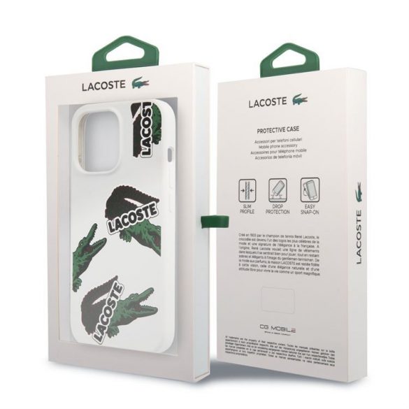 Husă din spate lichidă Apple iPhone 13 Pro Lacoste LCHCP13LOW - albă