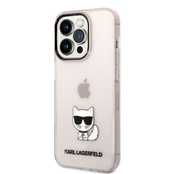 Husă din TPU pentru Apple iPhone 14 Pro KARL LAGERFELD KLHCP14LCTTRI - roz