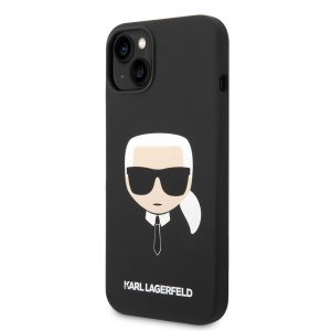 Husă din spate din silicon lichid pentru Apple iPhone 14 KARL LAGERFELD KLHCP14SSLKHBK - neagră