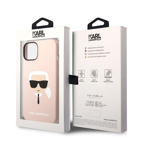 Apple iPhone 14 KARL LAGERFELD KLHCP14SSLKHLP Husă spate din silicon lichid - roz