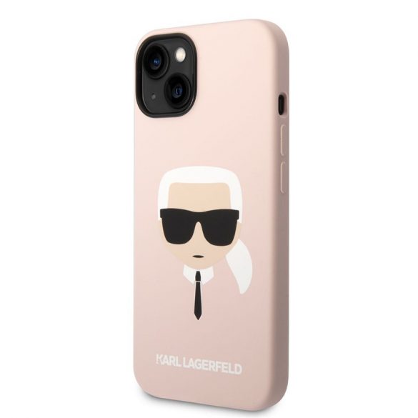 Husă din spate din silicon lichid pentru Apple iPhone 14 Plus KARL LAGERFELD KLHCP14MSLKHLP - roz