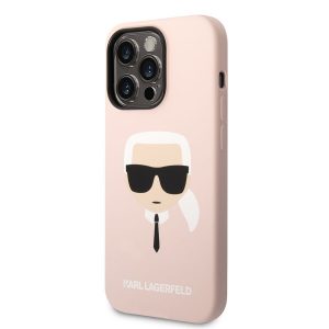 Husă din spate din silicon lichid pentru Apple iPhone 14 Pro Max KARL LAGERFELD KLHCP14XSLKHLP - roz