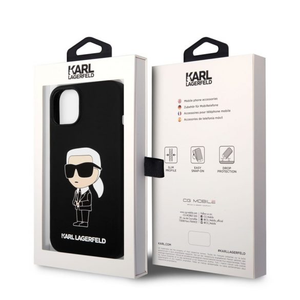 Husă din spate lichidă Apple iPhone 14 Plus KARL LAGERFELD KLHCP14MSNIKBCK - neagră