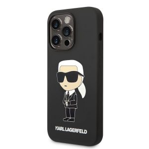 Husă din spate lichidă Apple iPhone 14 Pro KARL LAGERFELD KLHCP14LSNIKBCK - neagră