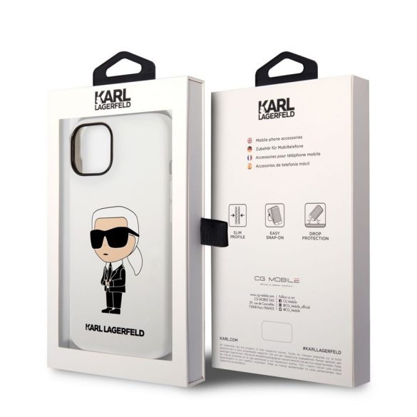 Husă din spate lichidă Apple iPhone 14 KARL LAGERFELD KLHCP14SSNIKBCH - albă