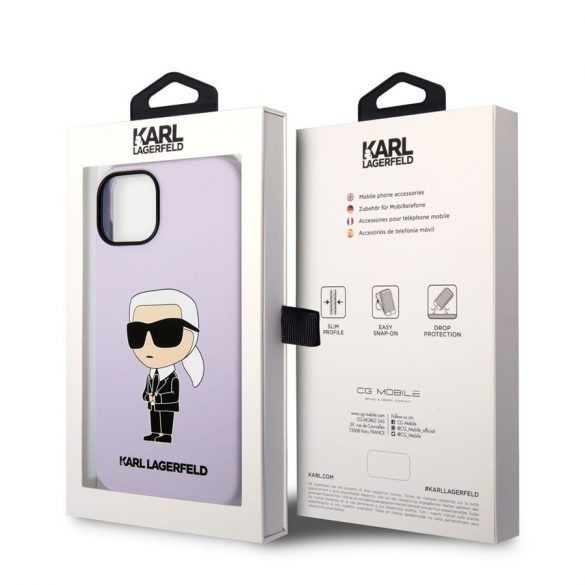 Husă din spate lichidă Apple iPhone 14 Plus KARL LAGERFELD KLHCP14MSNIKBCU - violet